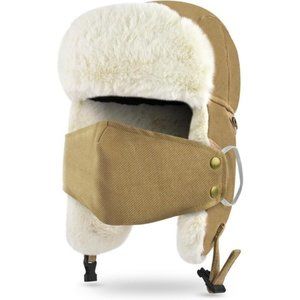 Men's Aviator Hat Trapper Hat for Women Cold Weather Fur with  Face